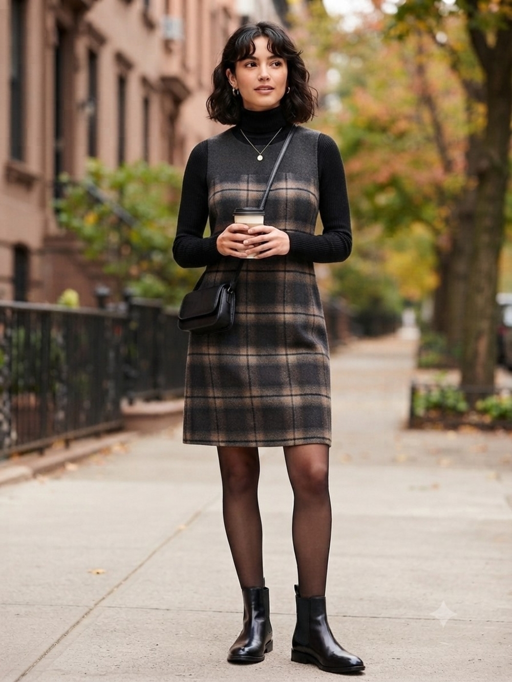 Banana Republic Plaid Wool-Blend Shift Dress